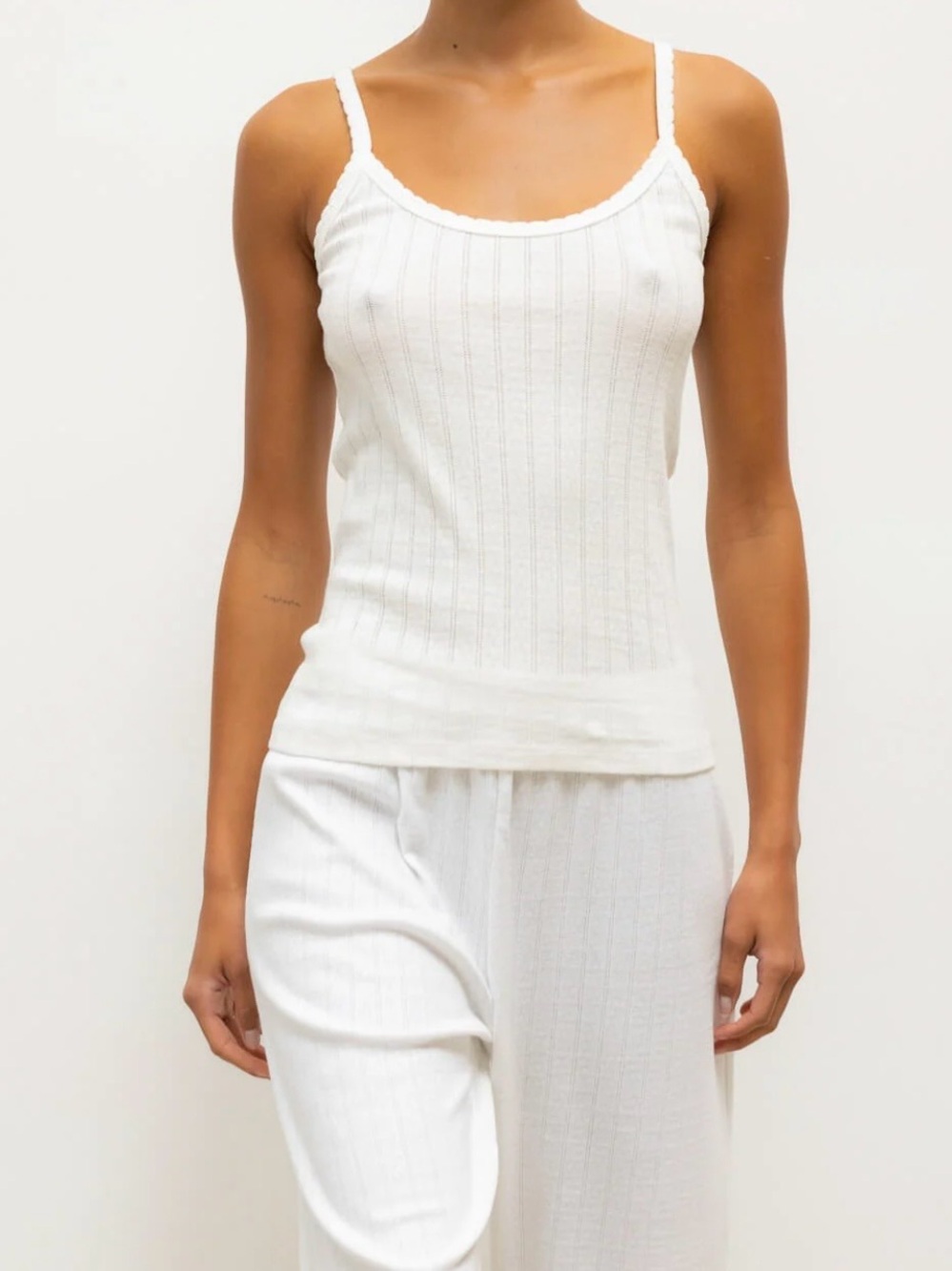 LESET White Ribbed Tank Top